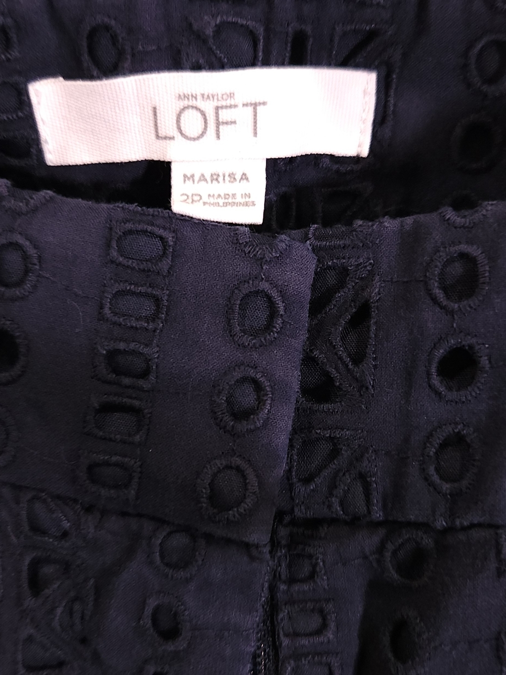 LOFT 2P Navy Eyelet Women’s Pants - Picture 2 of 6